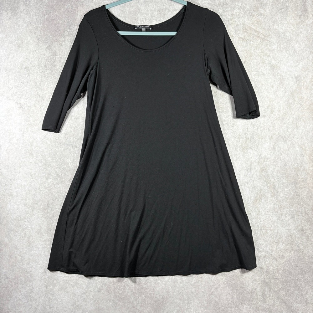 Eileen Fisher‎ Mini Dress Womens Small Black Half Sleeve Casual Basic Minimalist